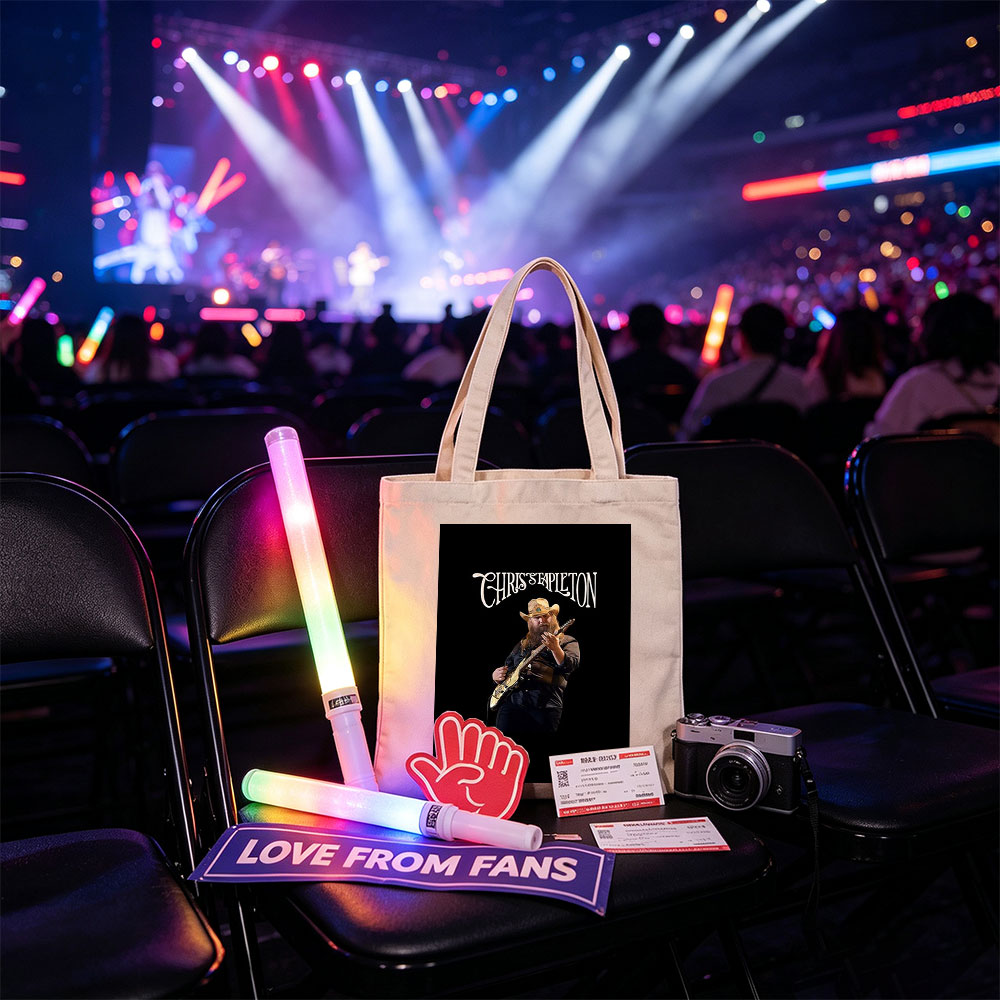 Chris Stapleton Live Performance Playing Guitar on Stage - Canvas tote bags
