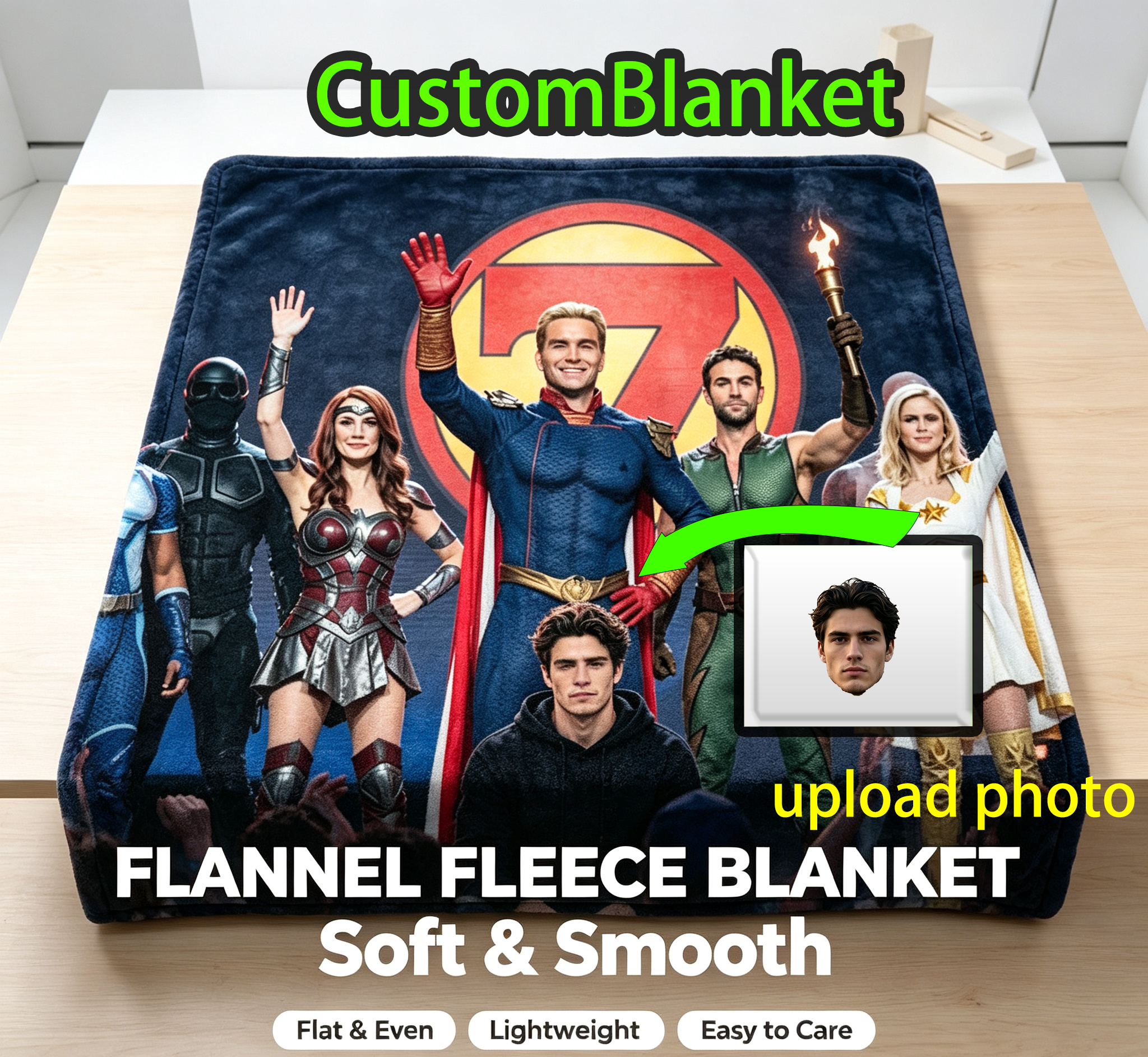 Custom Face Blanket The Boys Season 4 Superhero Team Flannel Blanket Perfect for Fans and Cosplay Enthusiasts Gift or Giveaway Idea