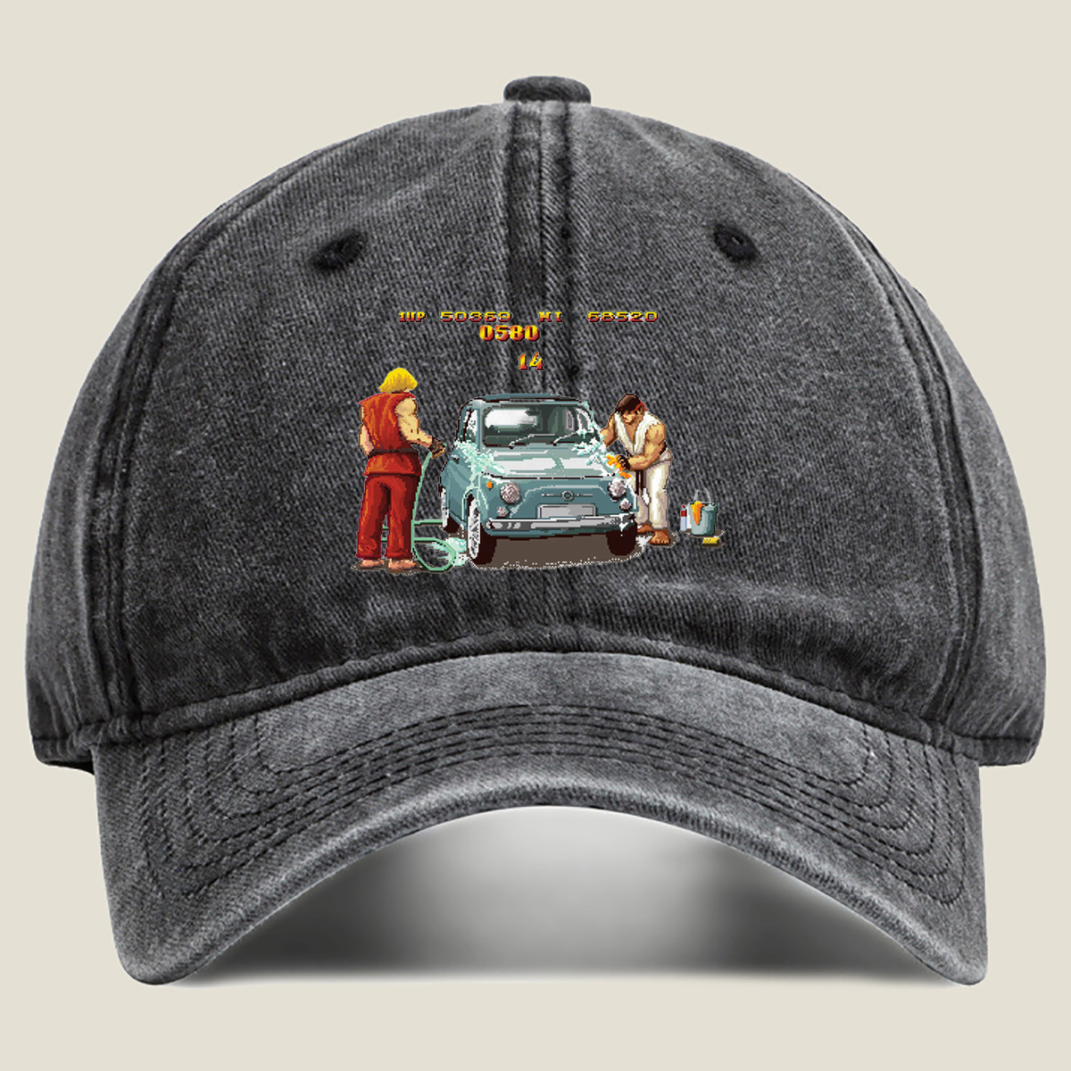 Street Fighter: Ryu and Ken Wash Car - Washed Denim - Baseball Cap