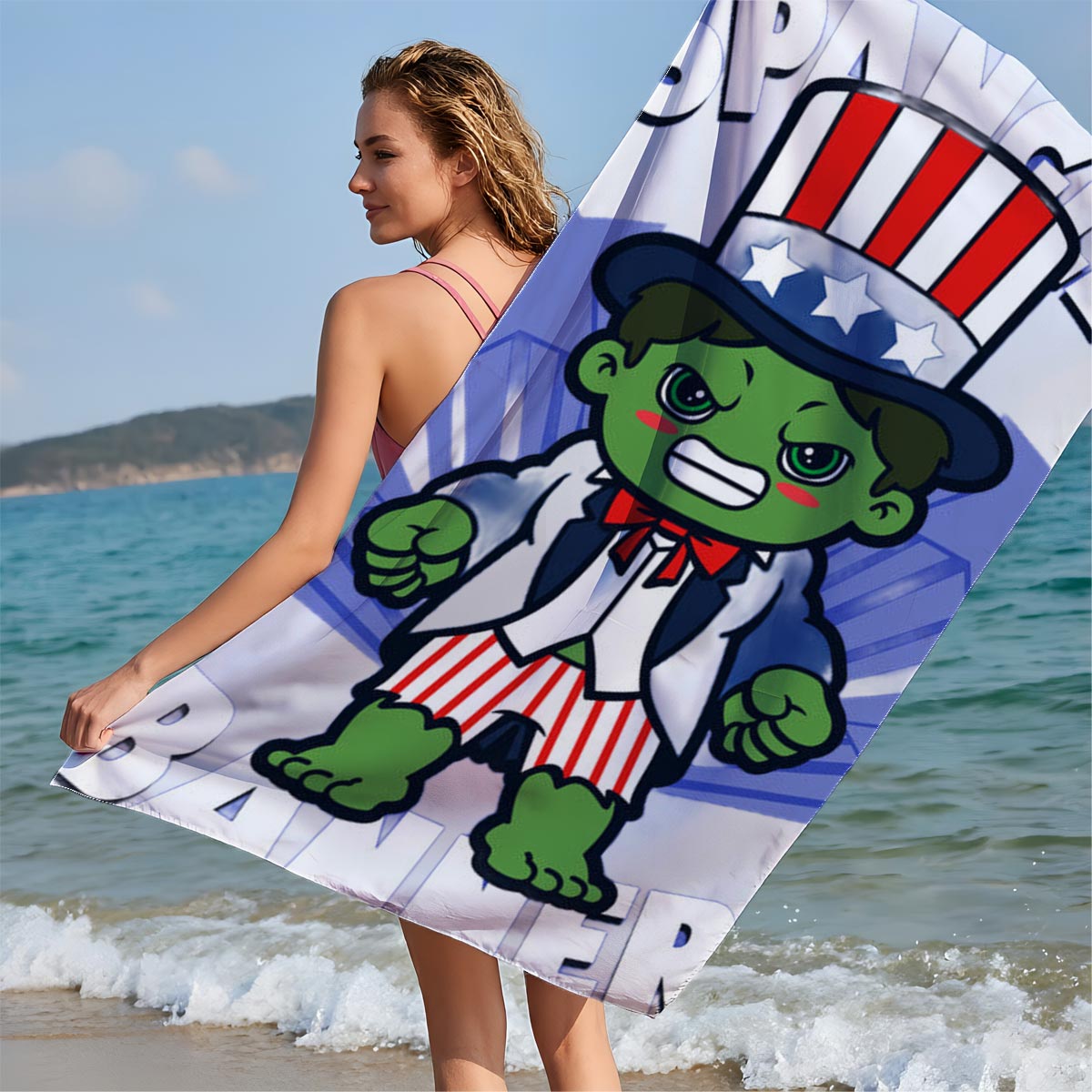 Star-Spangled Banner: Hulk in Uncle Sam Costume - Beach towels
