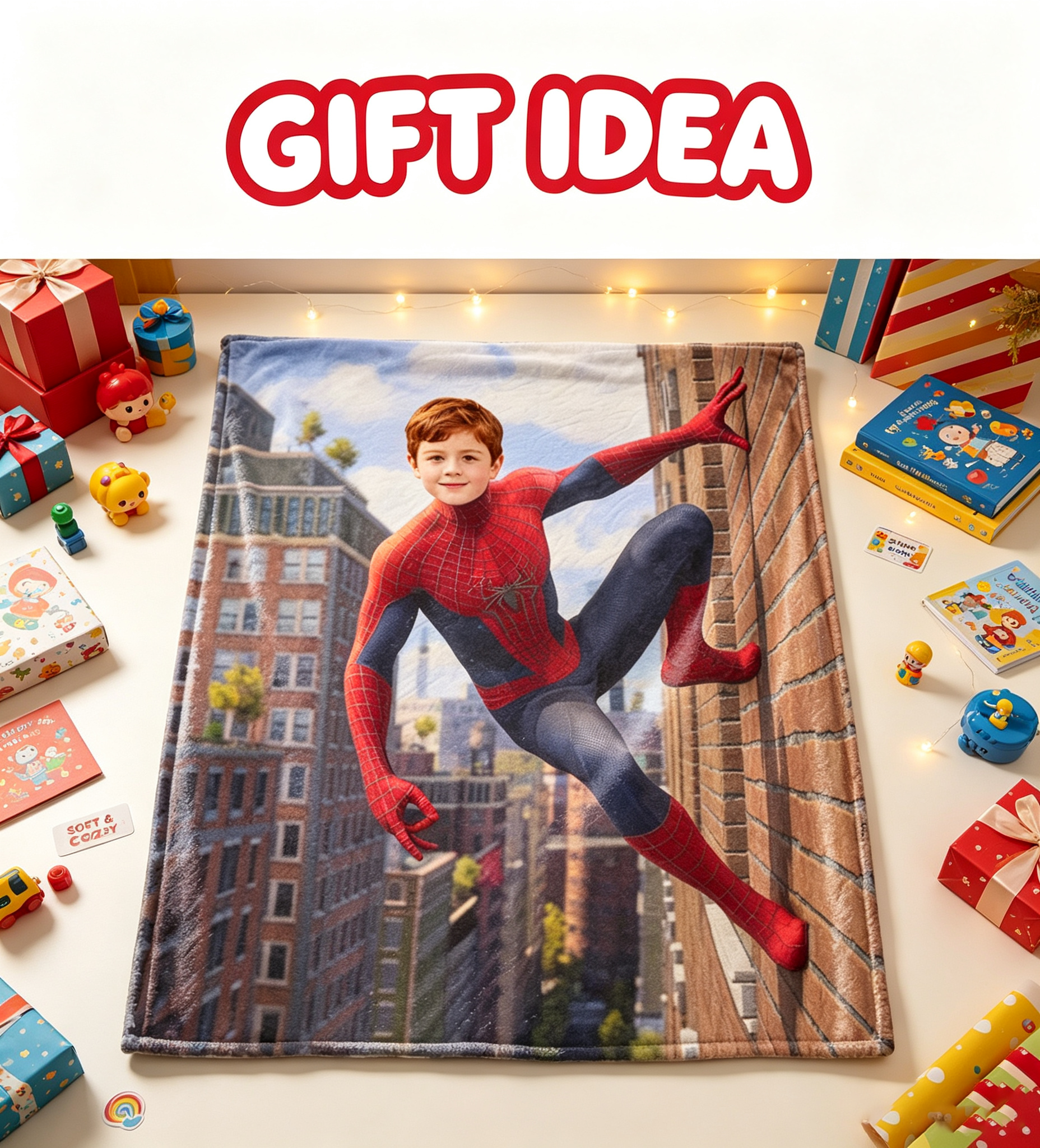 Custom Spider‑Man Personalized Photo Flannel Blanket | Make Your Kid A Superhero