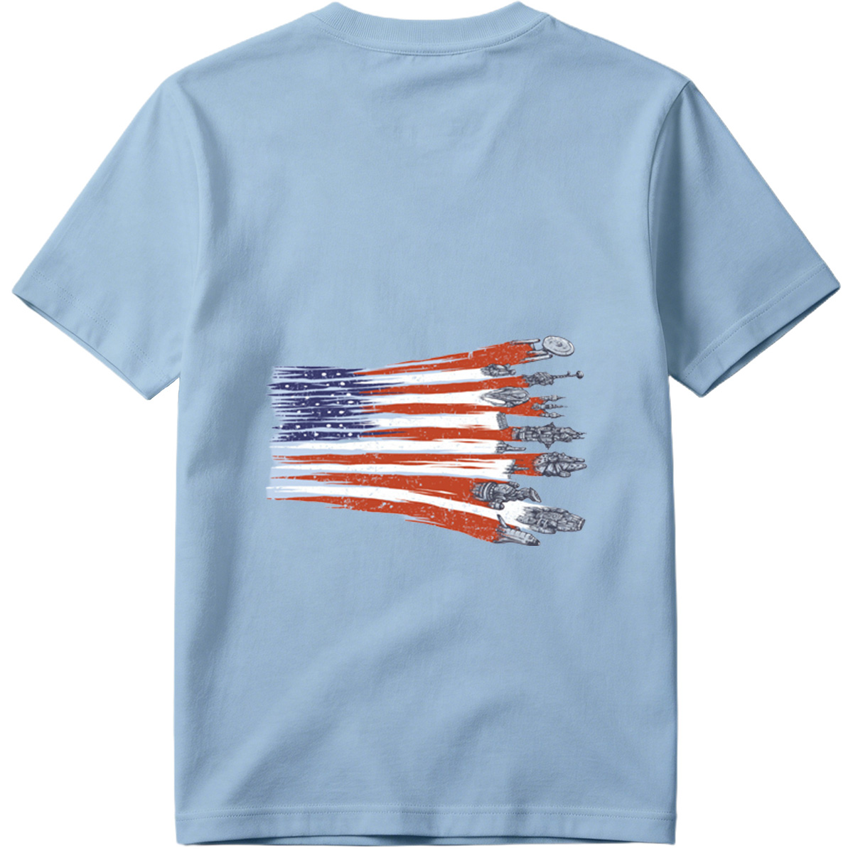 Star Trek and Star Wars Ships in American Flag Design - Tee