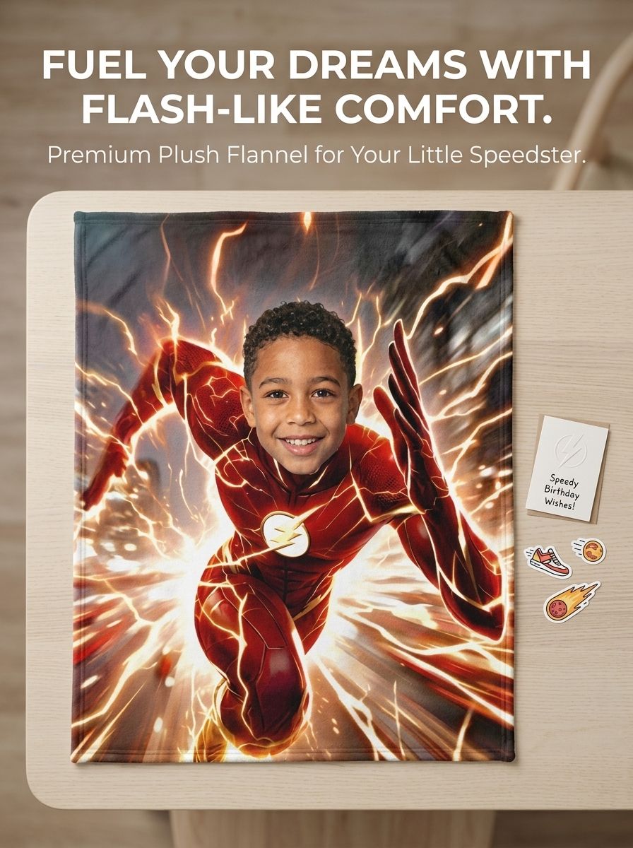Personalized Photo Superhero Blanket Custom Face Soft Flannel Throw Lightweight Cozy Bedding for Kids and Adults