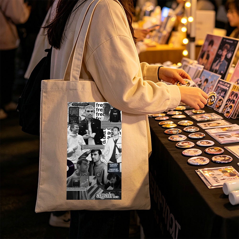 Maluma in a Collage of Emotional Moments Featuring Lyrics and Music Themes - Canvas tote bags