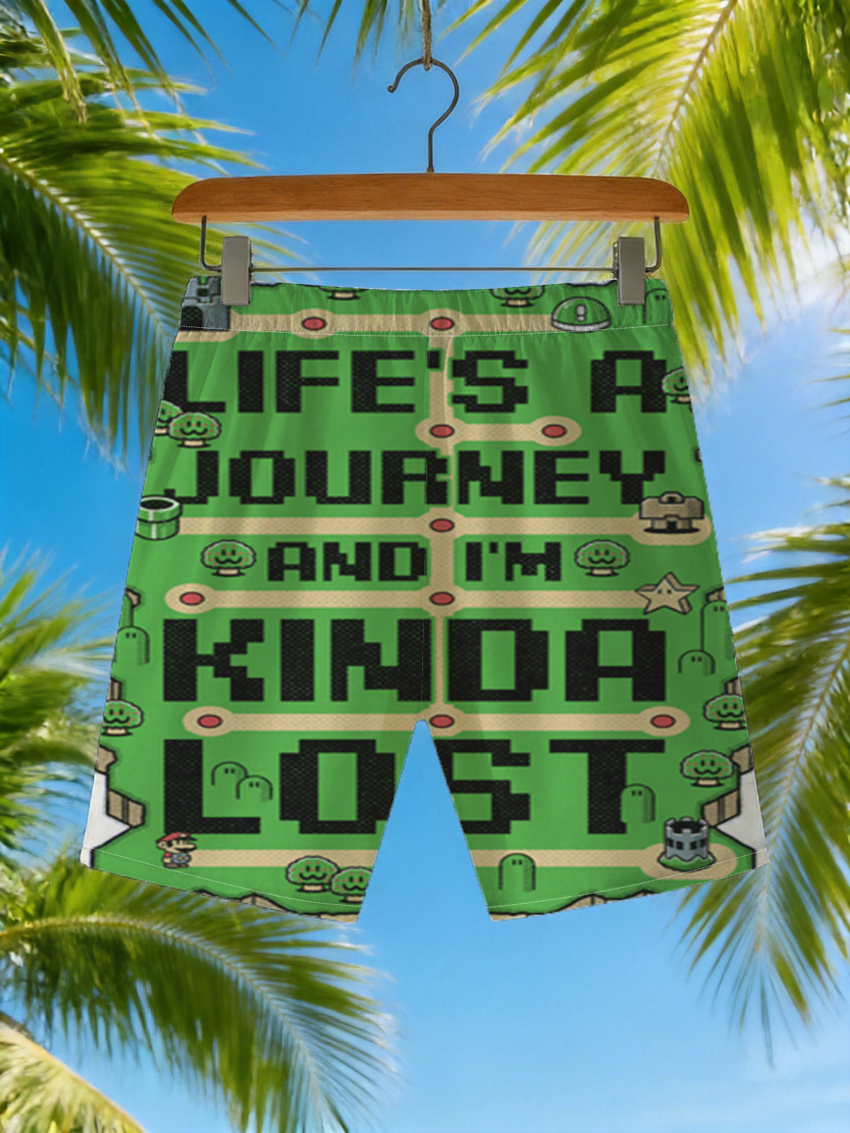 Mario's Map: Life's a Journey and I'm Kinda Lost -  Beach shorts