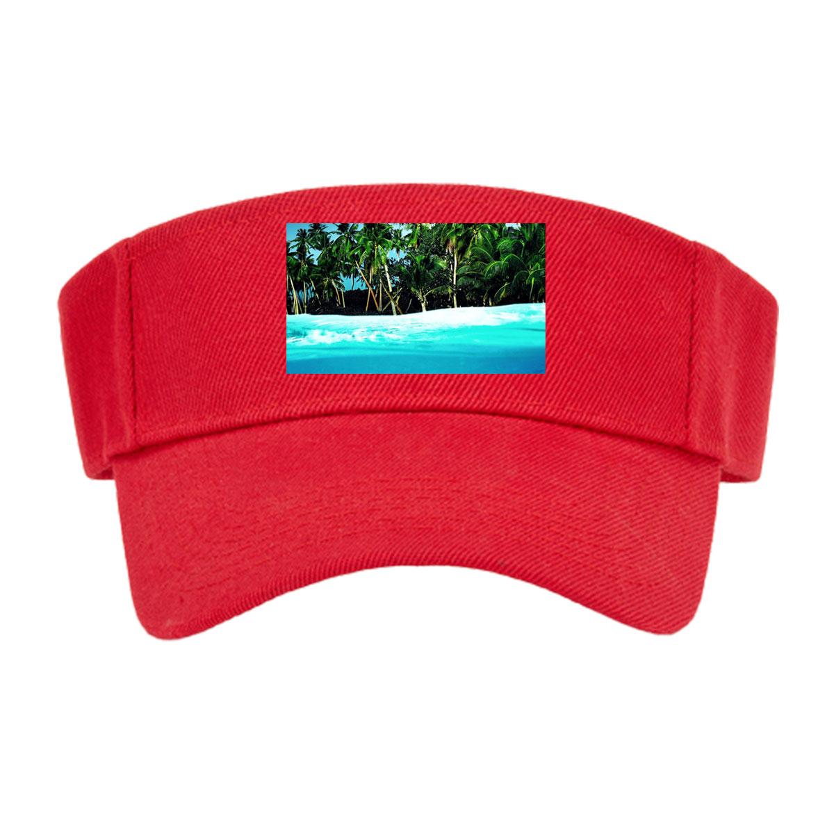 Crystal Clear Waters and Palm Trees Under Blue Sky -  Visor cap