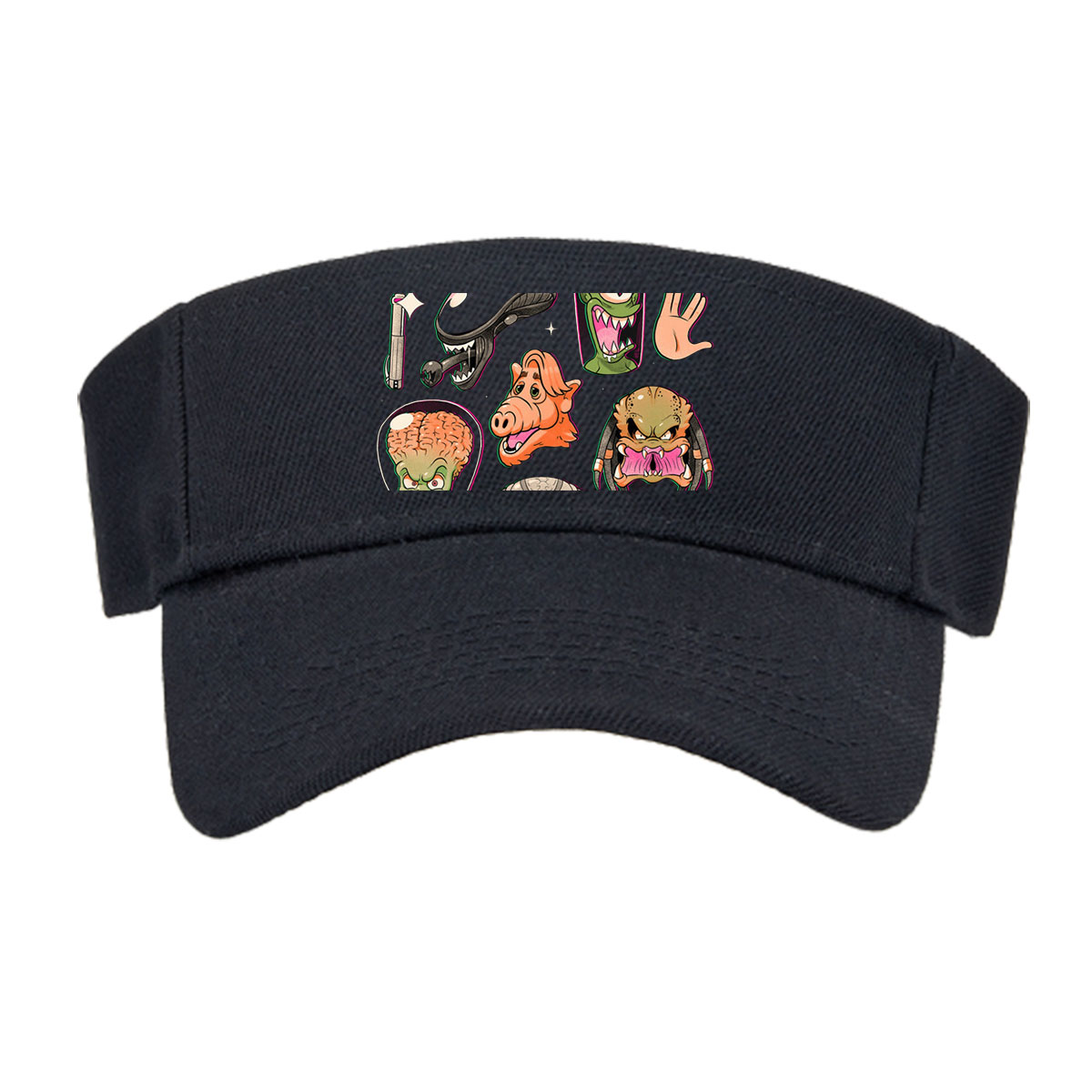 Alien Characters and Sci-Fi Icons: E.T., Alien, Predator, Yoda, Darth Vader, Space Invader, and More -  Visor cap