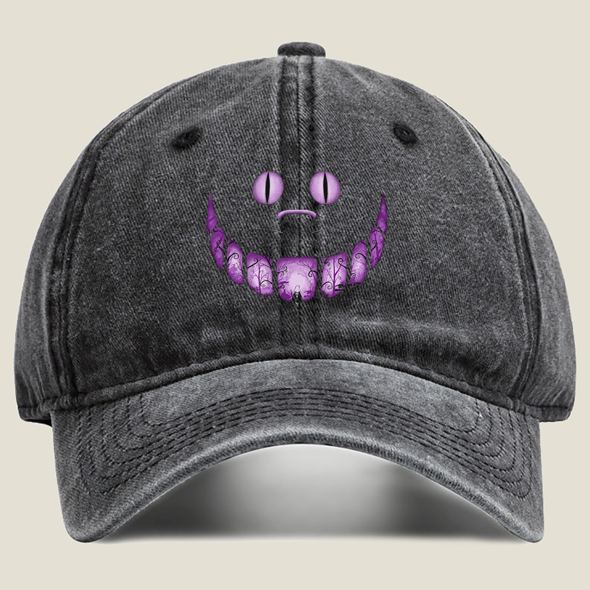 Alice in Wonderland: Cheshire Cat's Enchanted Smile - Washed Denim - Baseball Cap