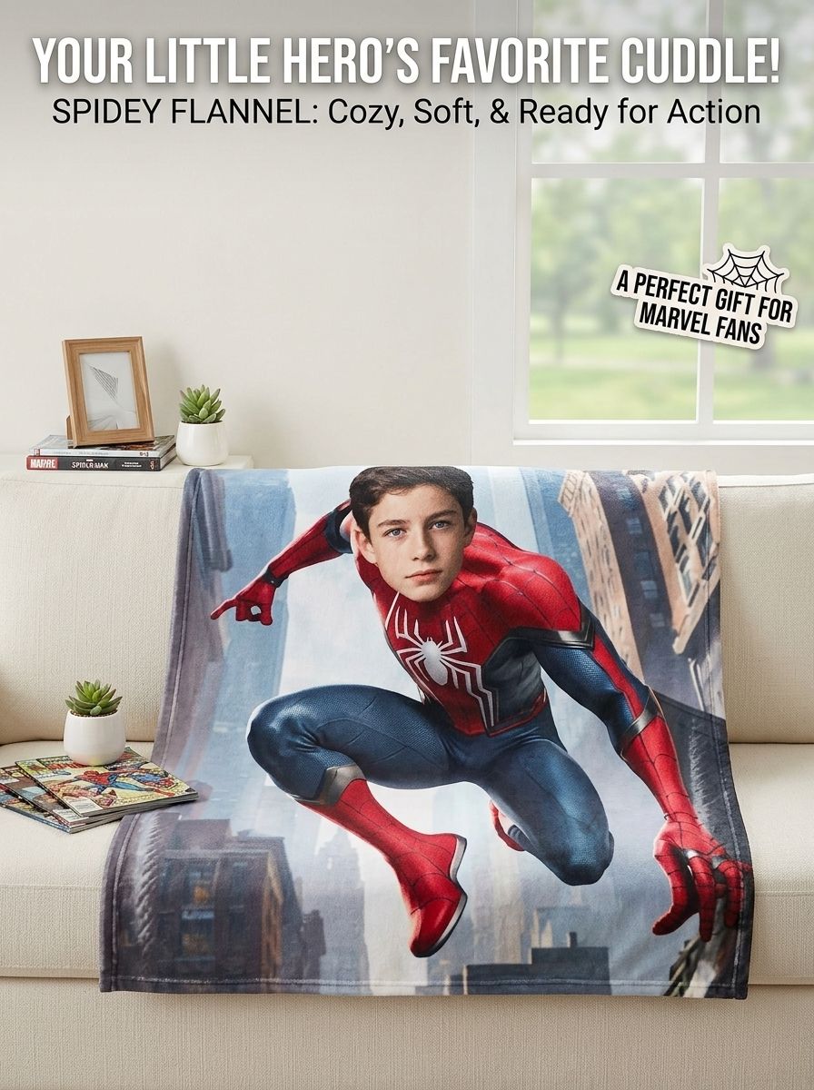 Custom Face Superhero Flannel Blanket Personalized Photo Action Hero Plush Throw Ideal Cozy Gift for Kids and Family