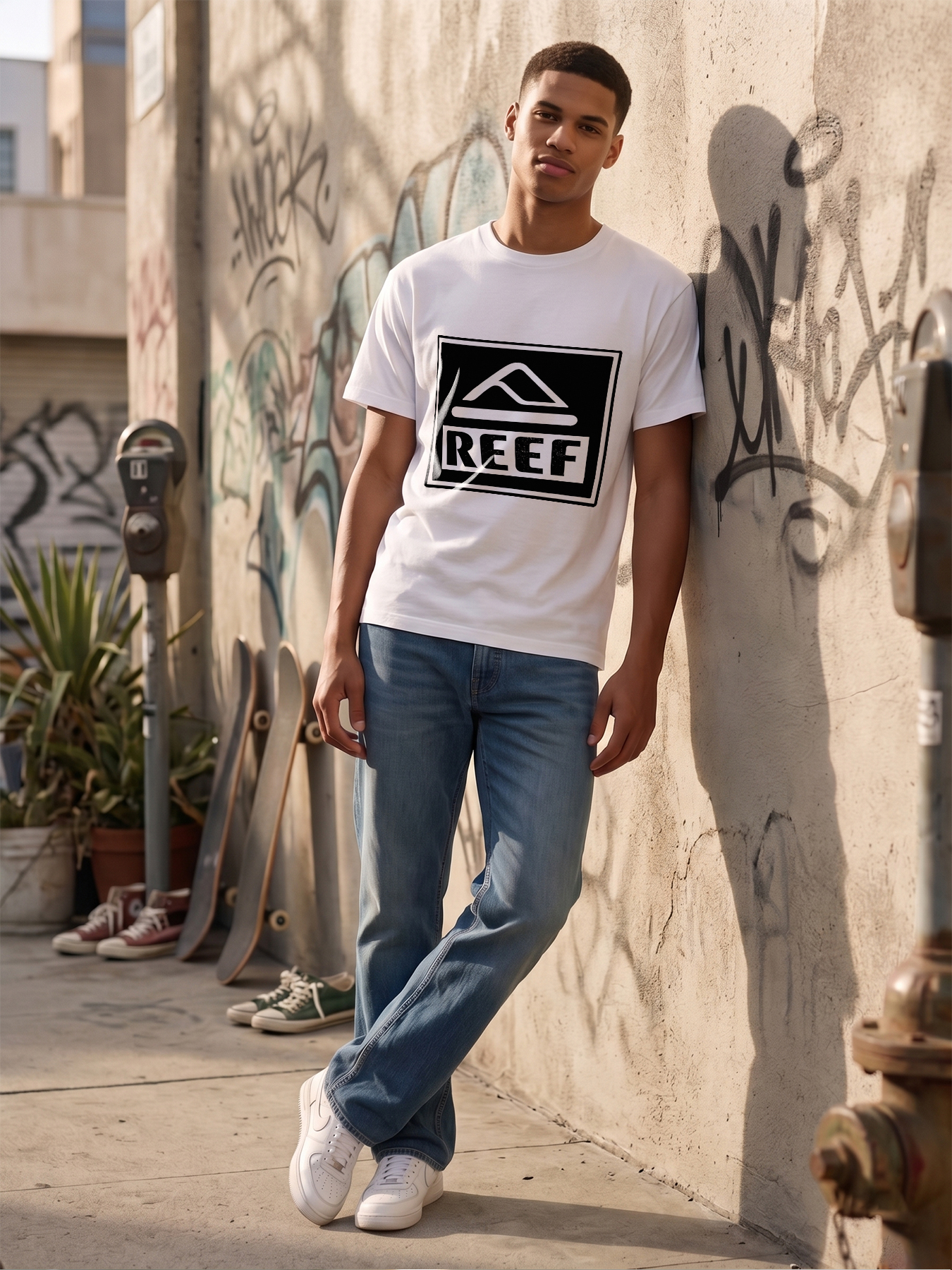 Men's Printed T-Shirt with Mountain Logo and 