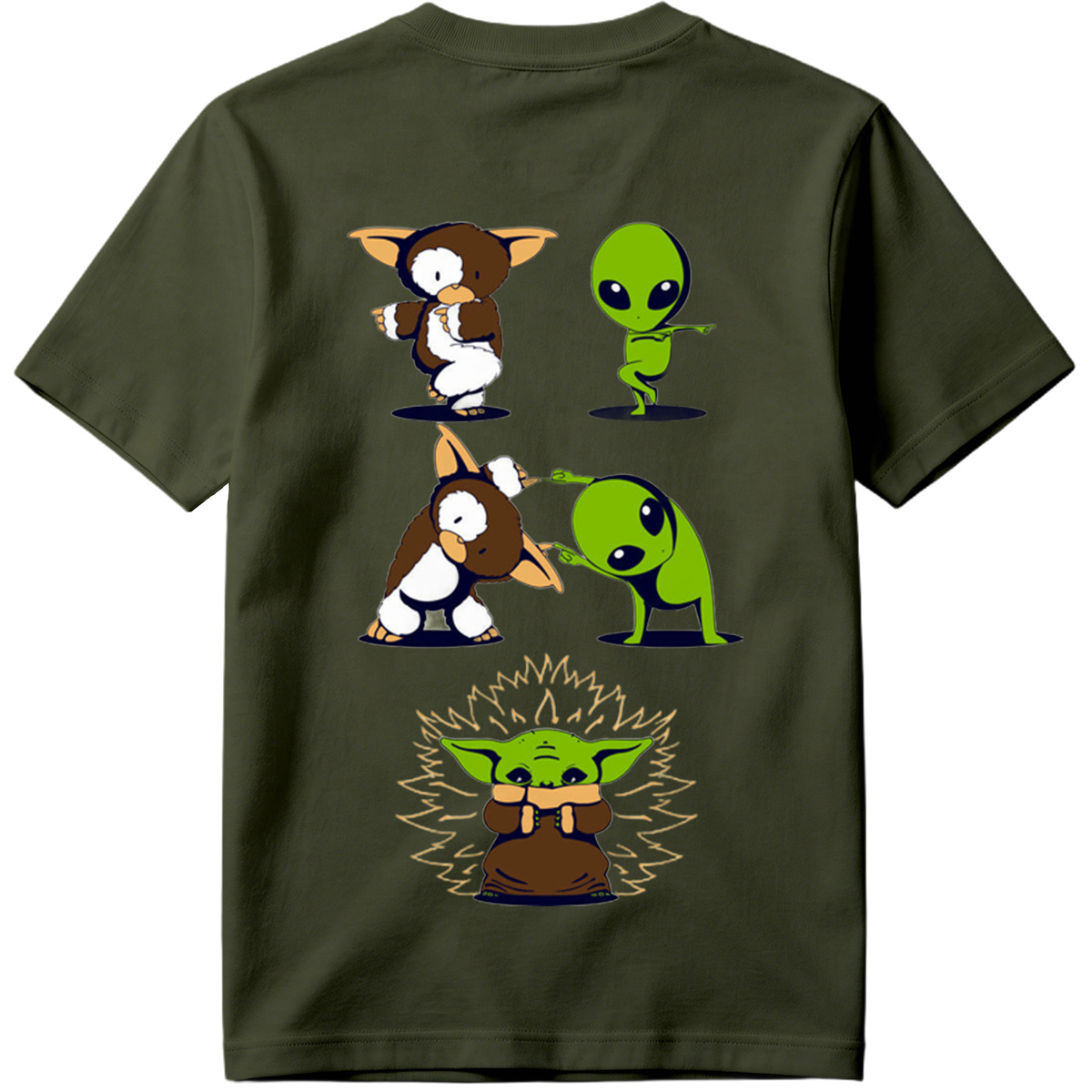 Diddy Kong, Alien, and Baby Yoda in Playful Poses - Tee