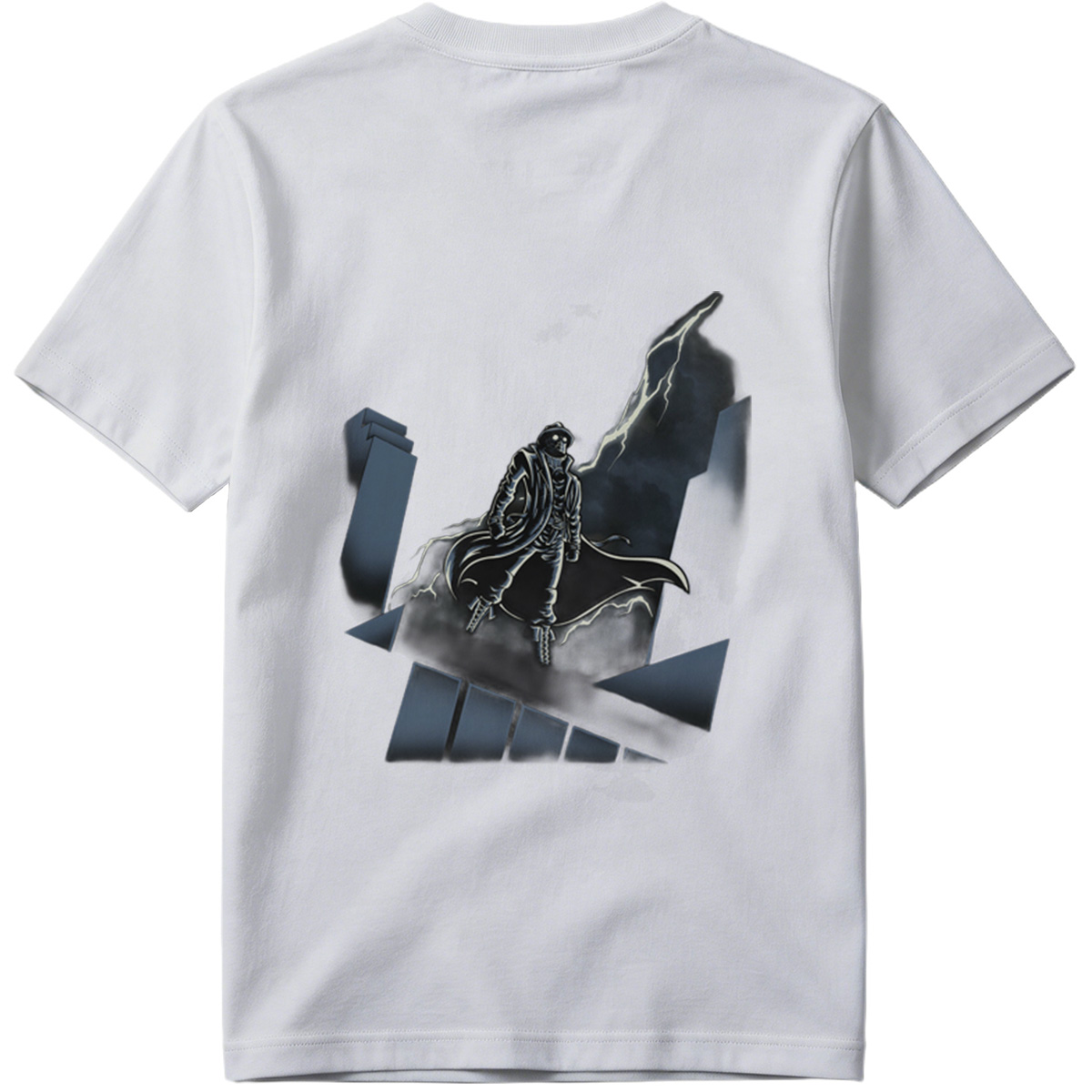 The Shadow of the Storm: Dark Hero on Rooftop - Tee