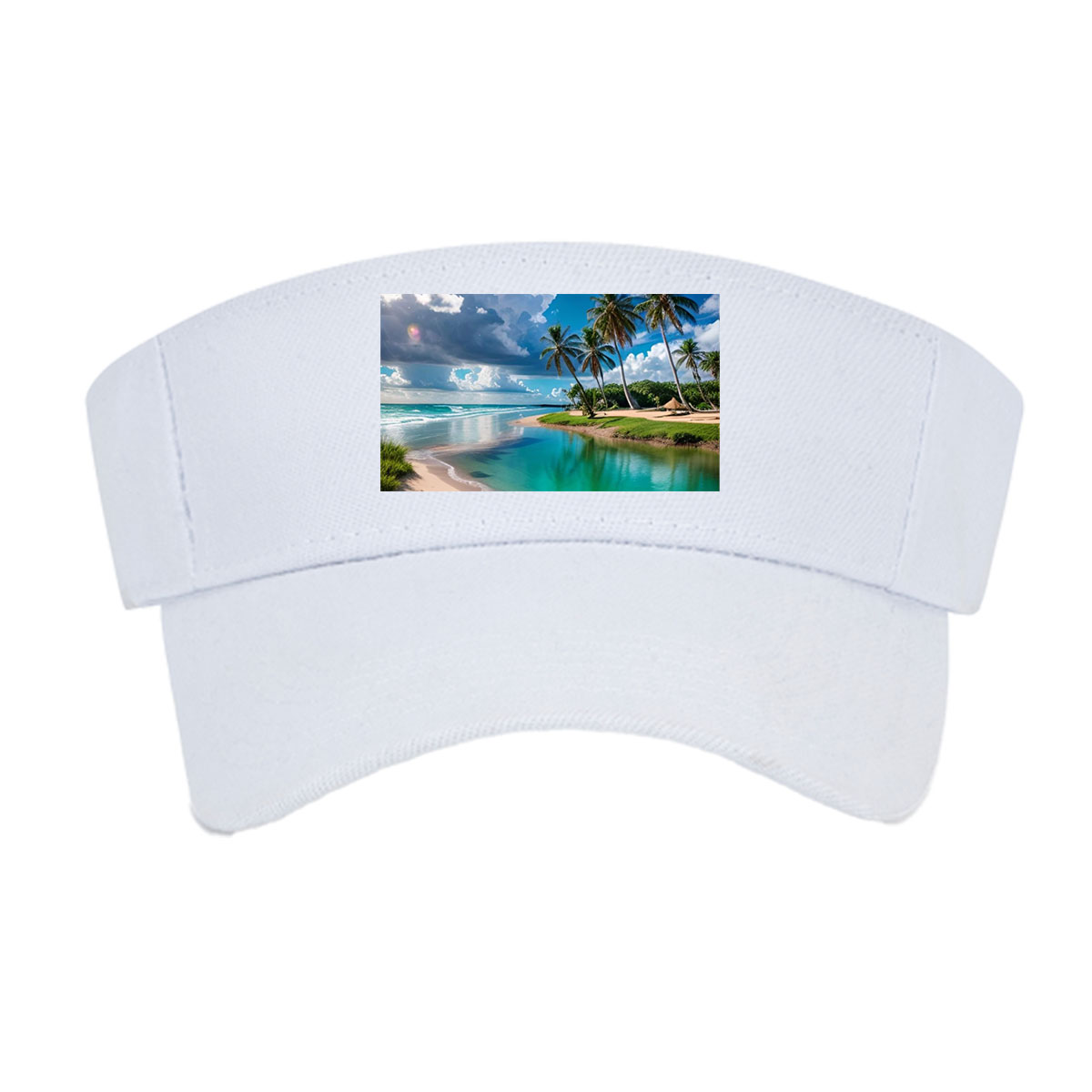 Tropical Beach with Palm Trees and Crystal Clear Water -  Visor cap