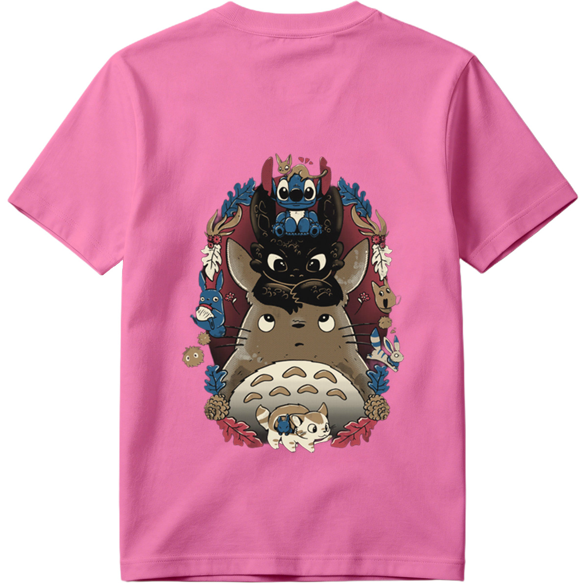 Totoro, Stitch, and Friends: A Whimsical Forest Gathering - Tee