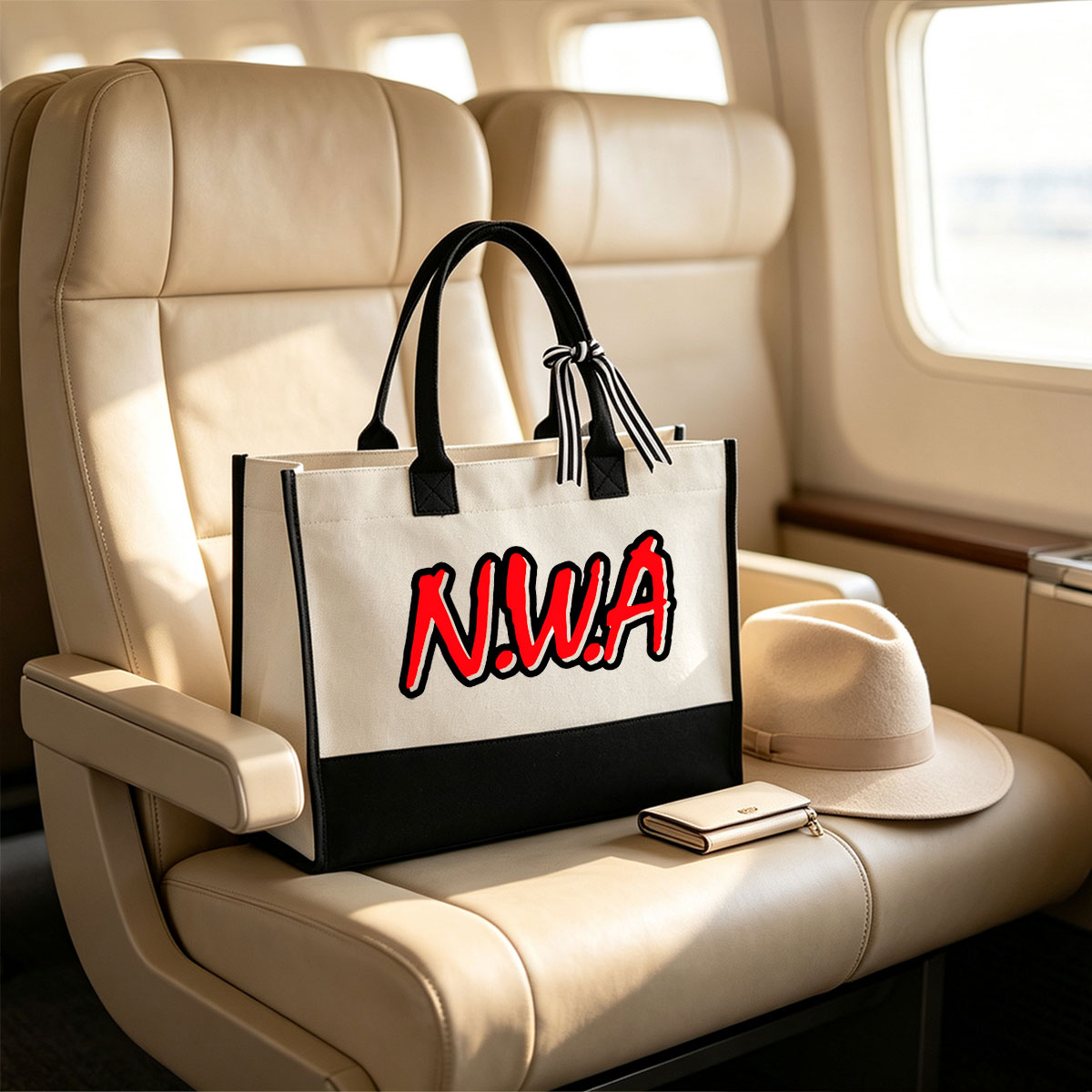 N.W.A. Logo - Iconic Hip-Hop Group Name in Bold Red Letters - Canvas patchwork gift tote bag