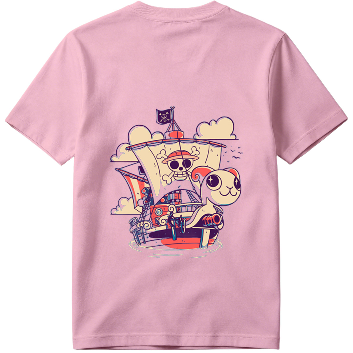 Pirate Ship with Cat and Skull Captain - Tee
