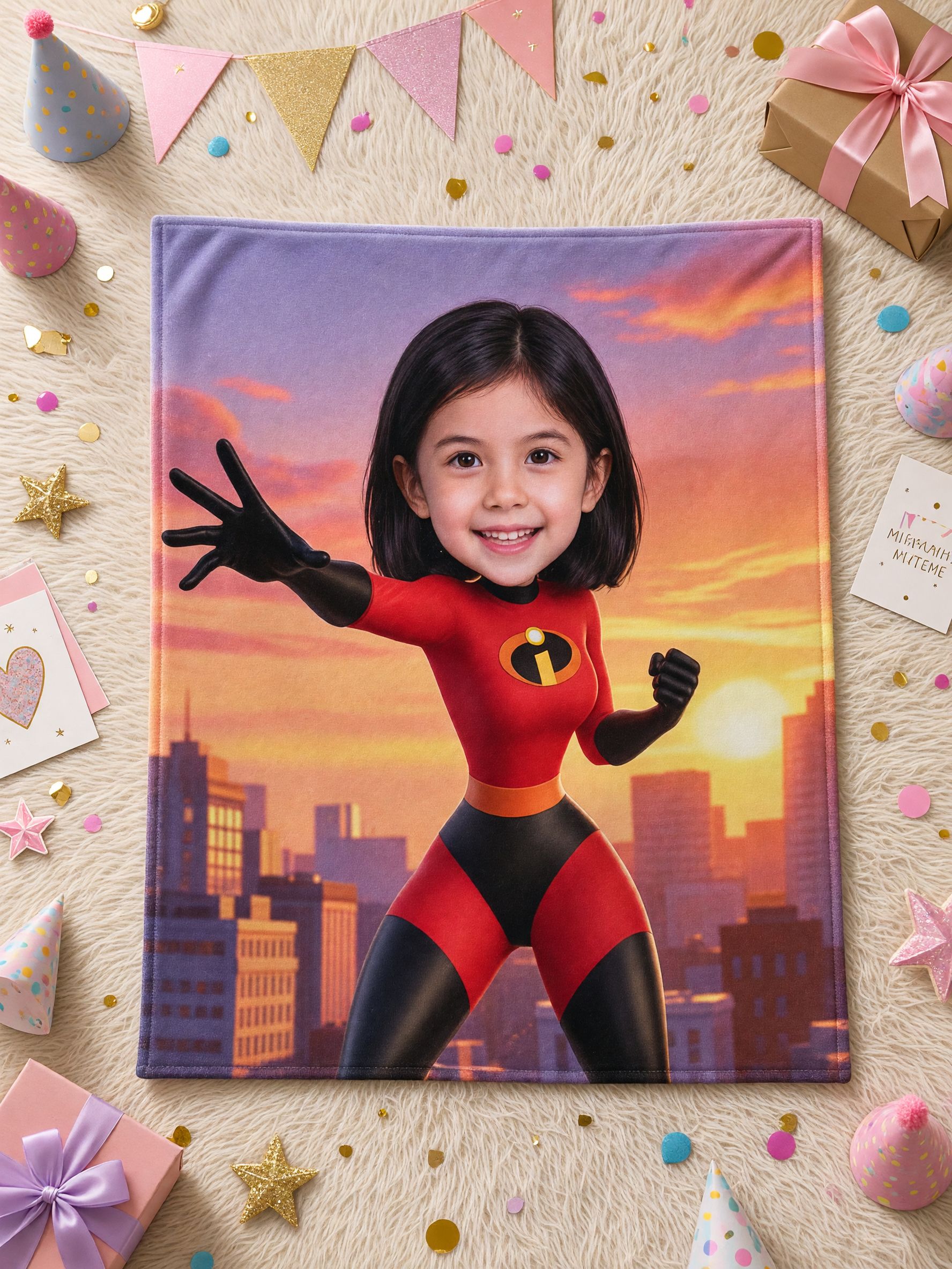 Custom Face Superhero Flannel Blanket, Personalized Photo Soft Plush Throw, Ideal Unique Gift for Kids and Family