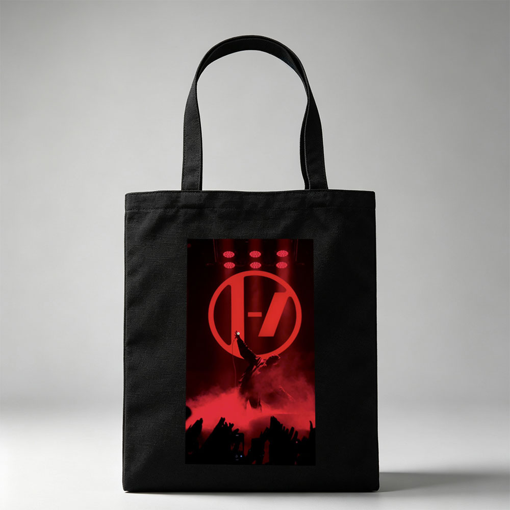 Imagine Dragons Live Performance with Red Stage Lighting and Iconic Logo - Canvas tote bags