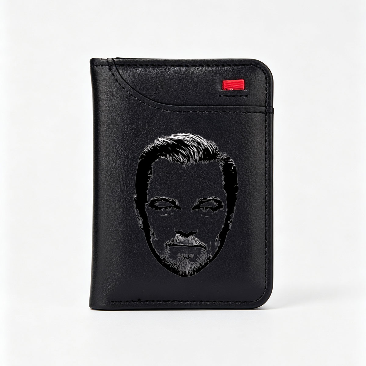 Sketch of a Bearded Man with Intense Gaze - Vertical Style Wallet