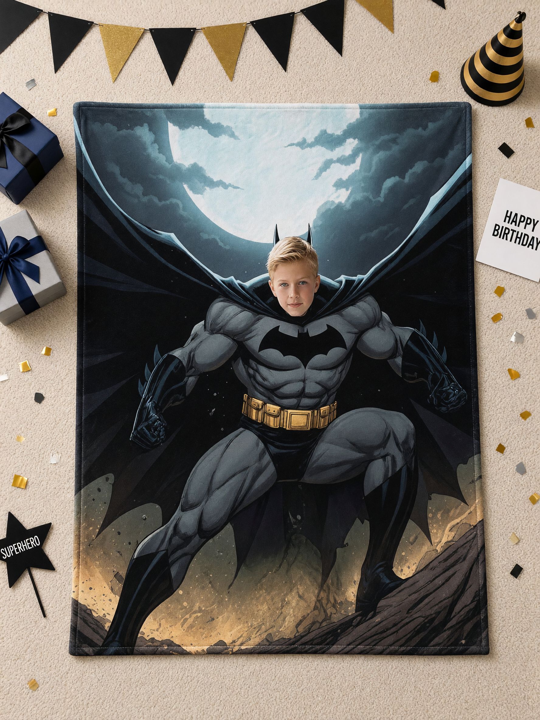 Custom Face Photo Blanket Personalized Superhero Flannel Throw Ultra Soft Bed Couch Wrap Warm Gift