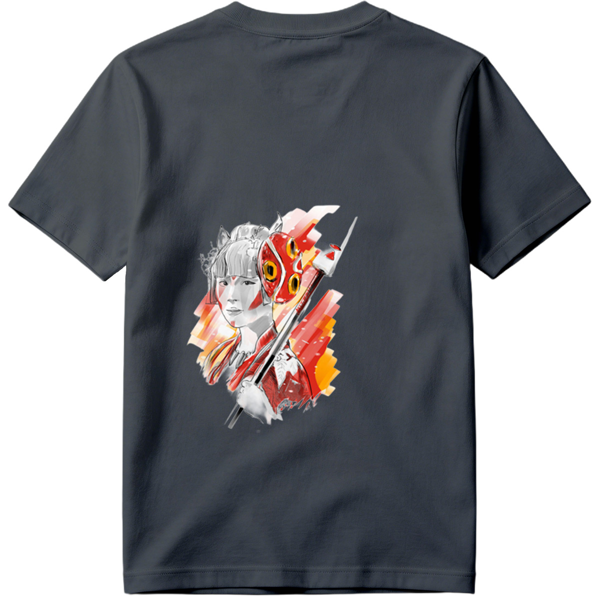 Samurai Girl with Red Mask and Spear - Tee