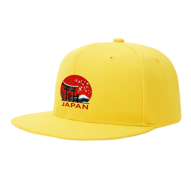 Flat Brim Baseball Cap Japan Cherry Blossom Torii Gate Design Streetwear Underground Skate Style for Basketball Courts Urban Streets Skate Parks Skaters Rappers Streetwear Enthusiasts