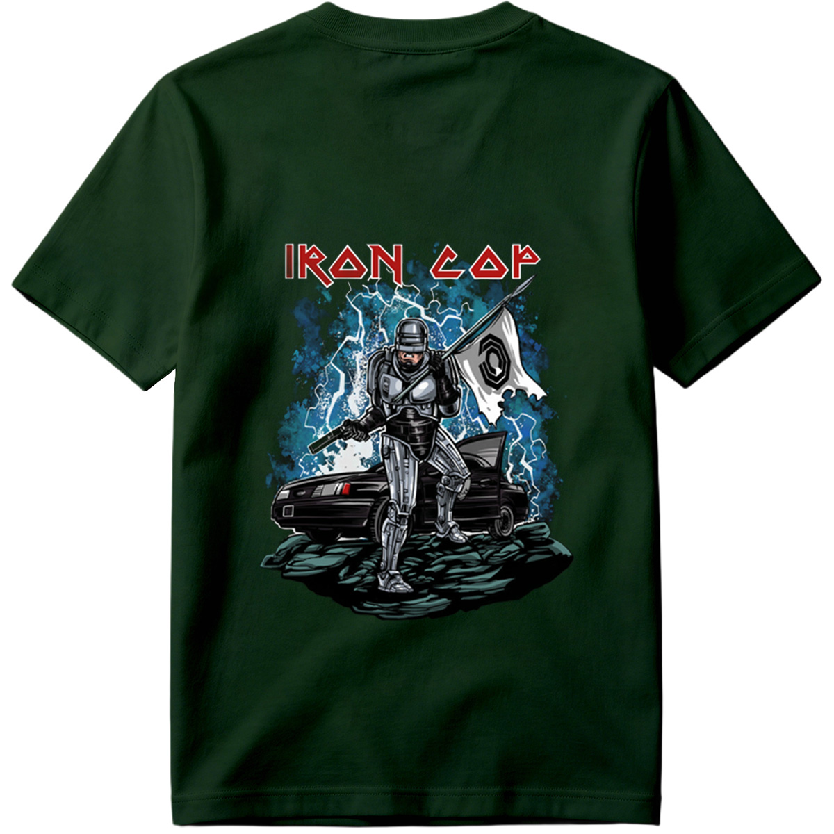 Iron Cop: Robo-Police Officer with Flag and Car - Tee