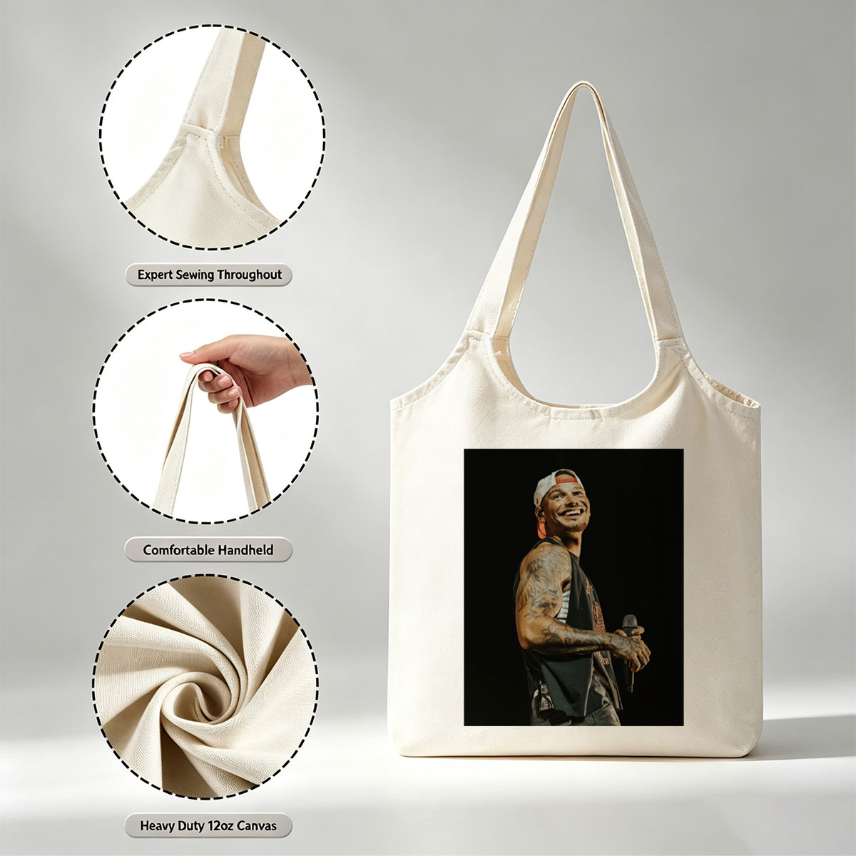 Avicii Performing on Stage with Microphone and Tattooed Arms - Canvas shoulder bags/