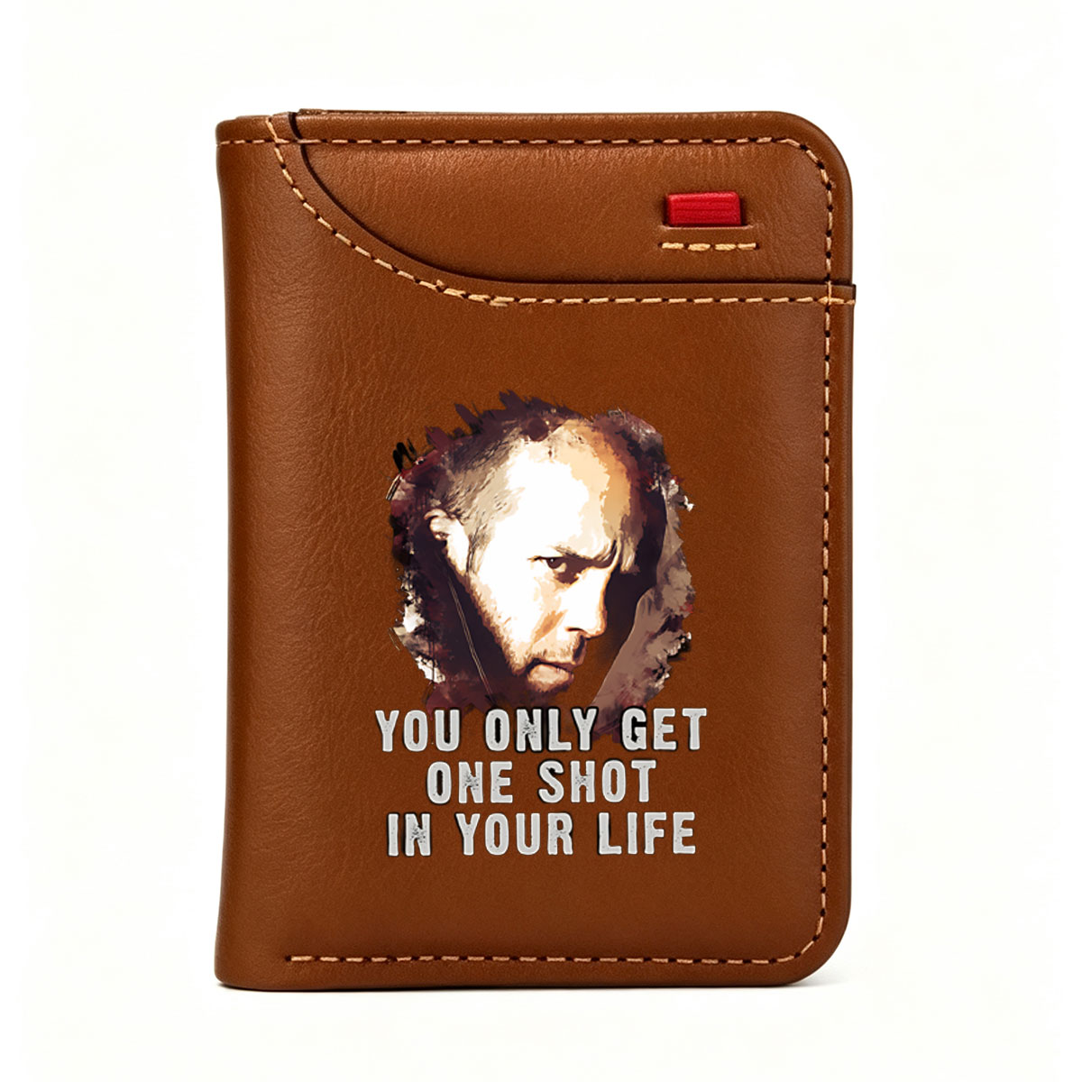 You Only Get One Shot in Your Life - Intense Portrait of a Man with Dramatic Lighting - Vertical Style Wallet