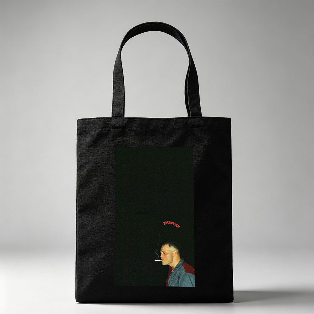 Zach Bryan Smoking Cigarette in Dark Night Scene - Canvas tote bags