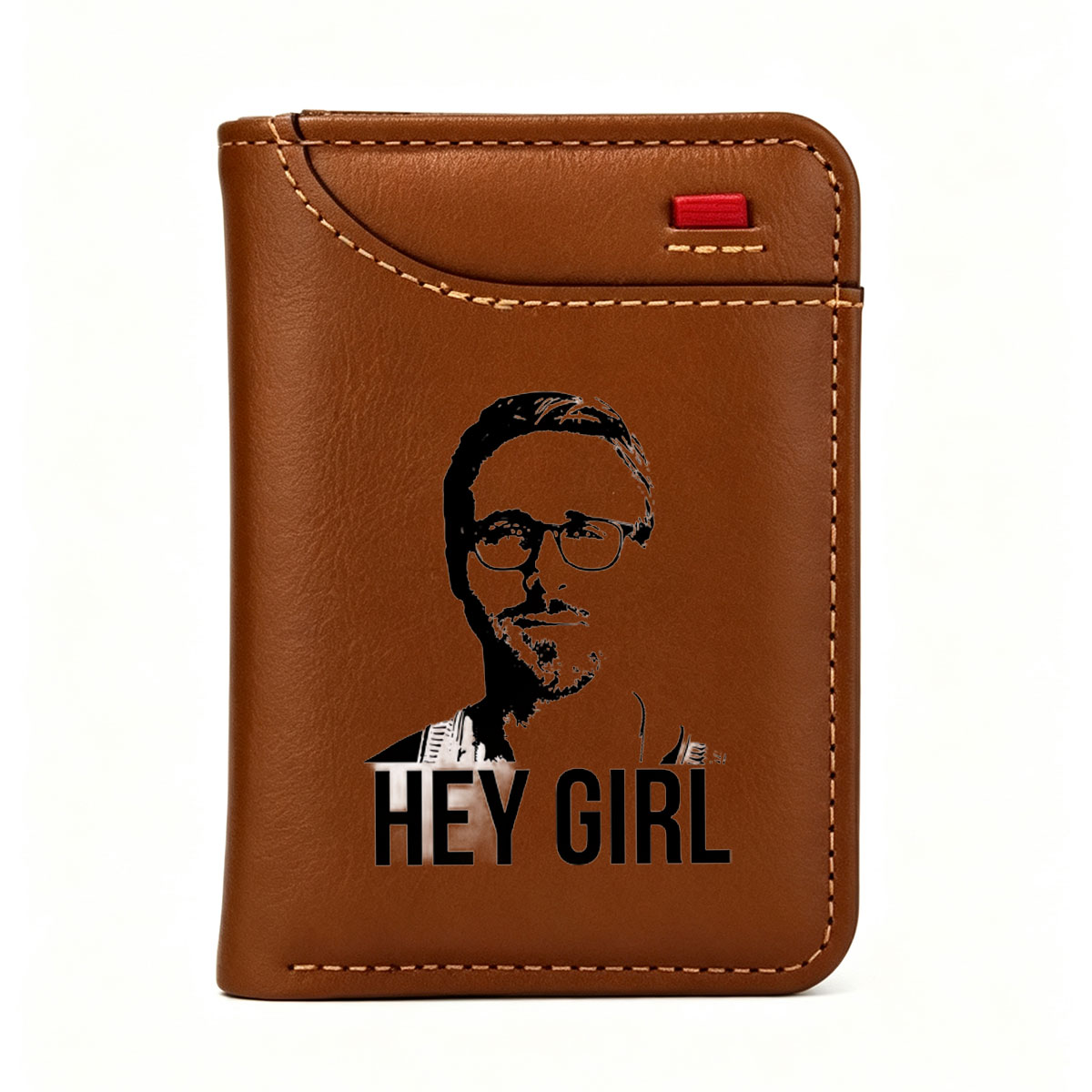 Hey Girl - Silhouette Portrait of a Man with Sunglasses - Vertical Style Wallet