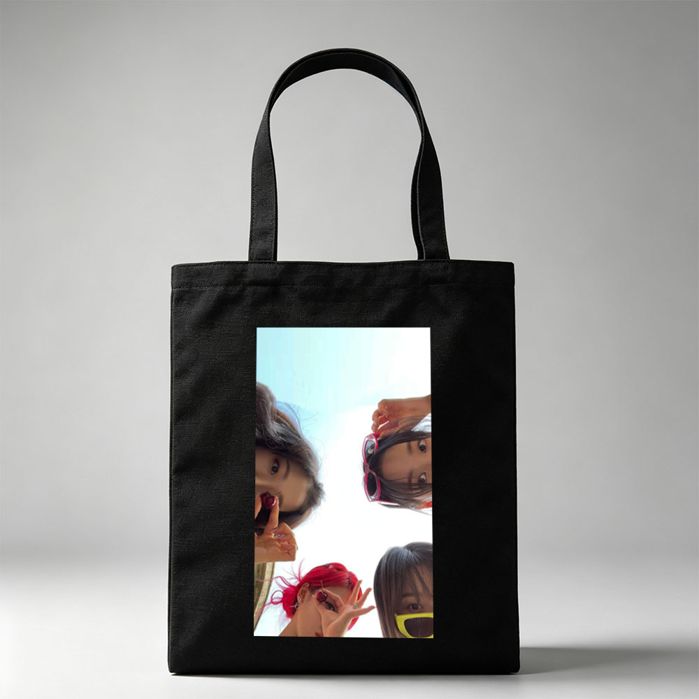 NewJeans Summer Vibes Four Members Holding Cherries Against Sky - Canvas tote bags