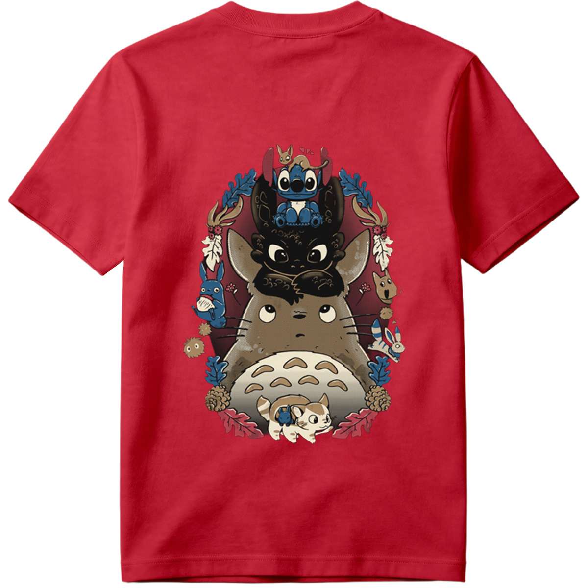 Totoro, Stitch, and Friends: A Whimsical Forest Gathering - Tee