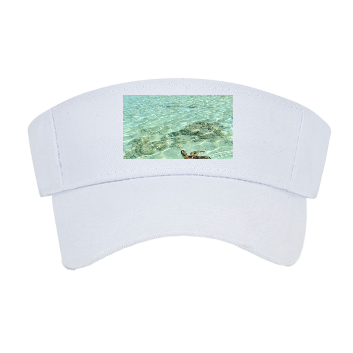 Sea Turtle Swimming in Crystal Clear Waters Near Sandy Beach -  Visor cap