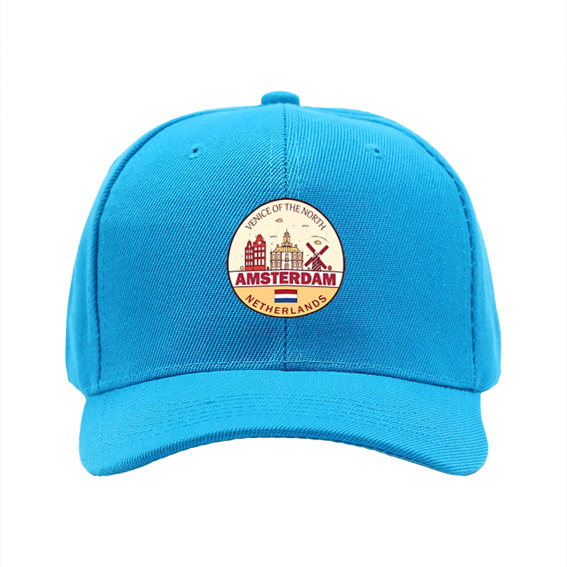 1pc New Baseball Cap Amsterdam Cityscape Print Venice of the North Design Unisex Adjustable Hat for Travel Outdoor Activities Adults and Teens