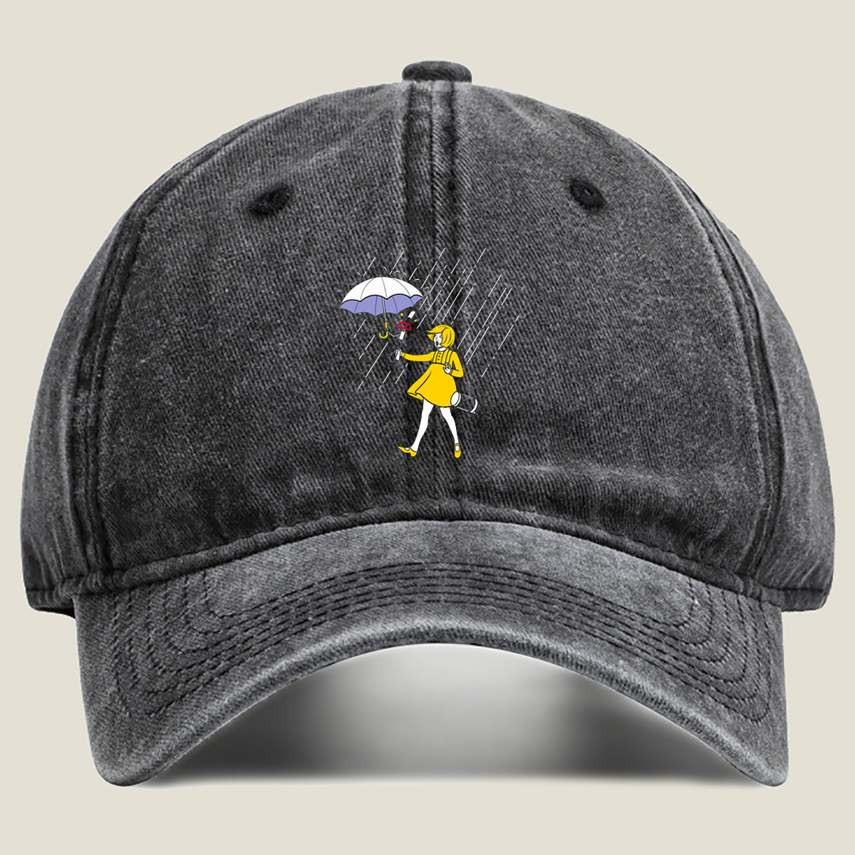 Mary Poppins in the Rain - Washed Denim - Baseball Cap
