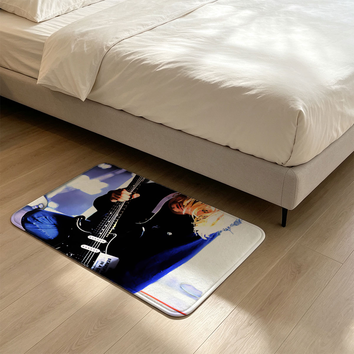 Kurt Cobain 1967-1994 Playing Guitar on Stage - Flannel floor mat