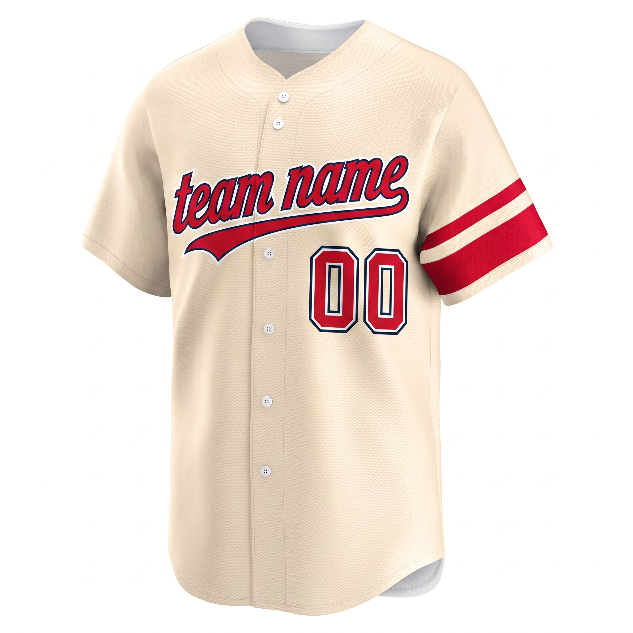 Custom Printed California Retro Beach Style Baseball Jersey Cream Off White Red Button Down Shirt for Men and Women