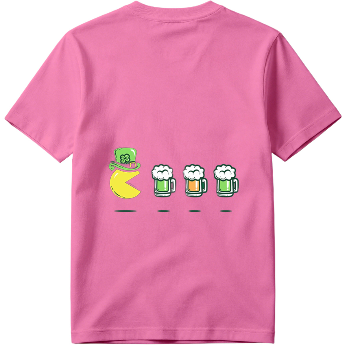 Pac-Man Wears a Leprechaun Hat and Approaches Beer Mugs - Tee