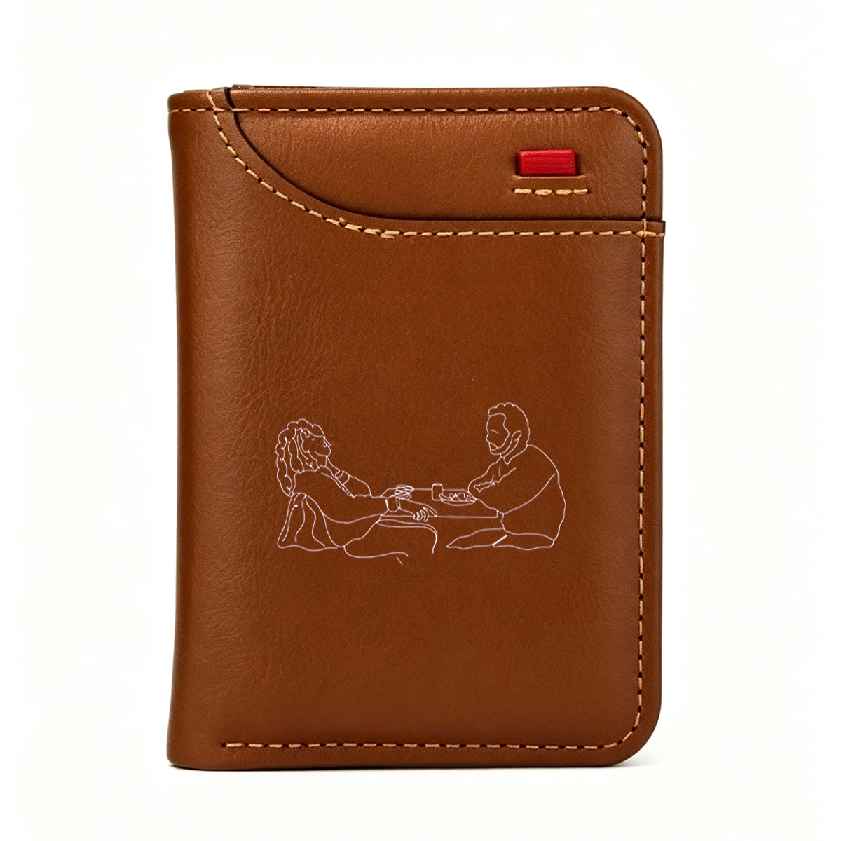 Couple Sharing a Meal at a Table - Vertical Style Wallet