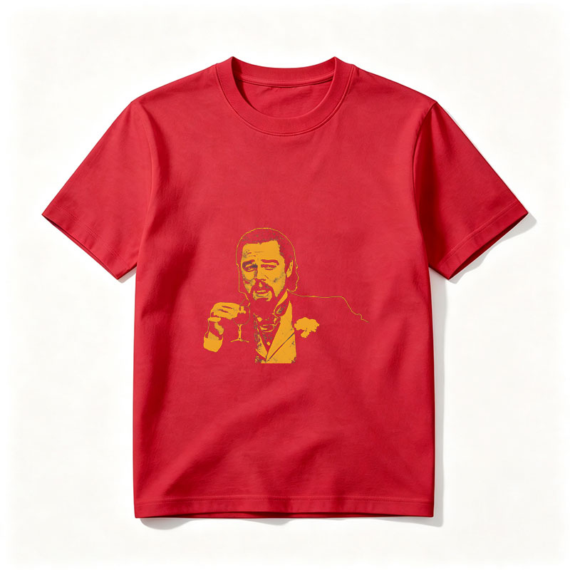 Liam Neeson as a suave gentleman holding a wine glass, stylized in bold yellow and black. - Tee