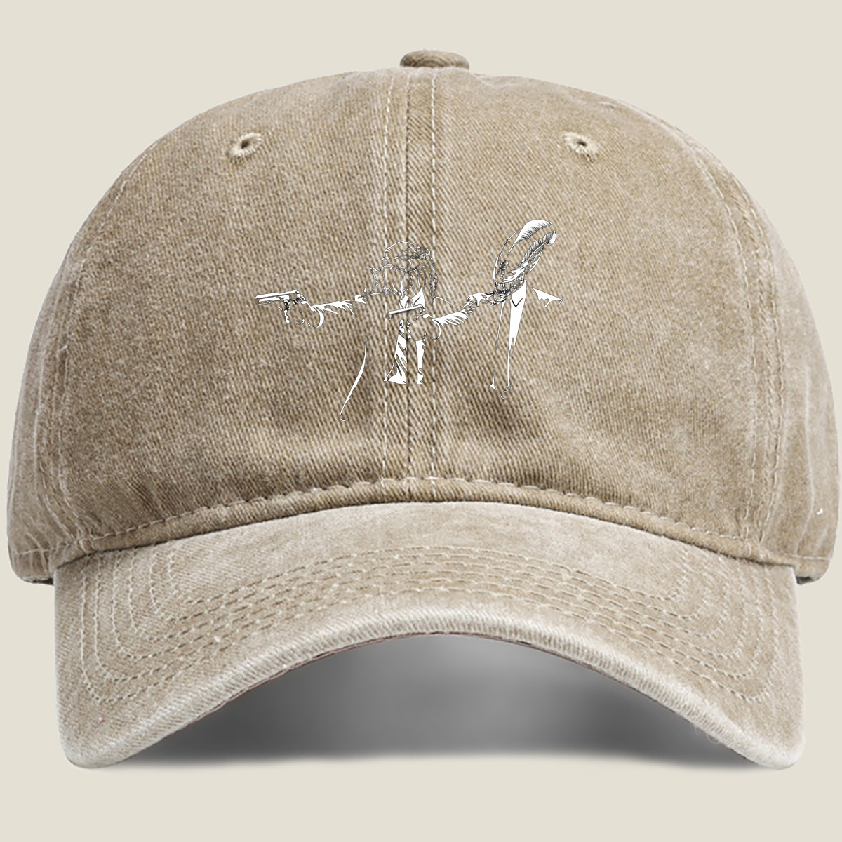 Predator and Alien in Suits with Guns - Washed Denim - Baseball Cap