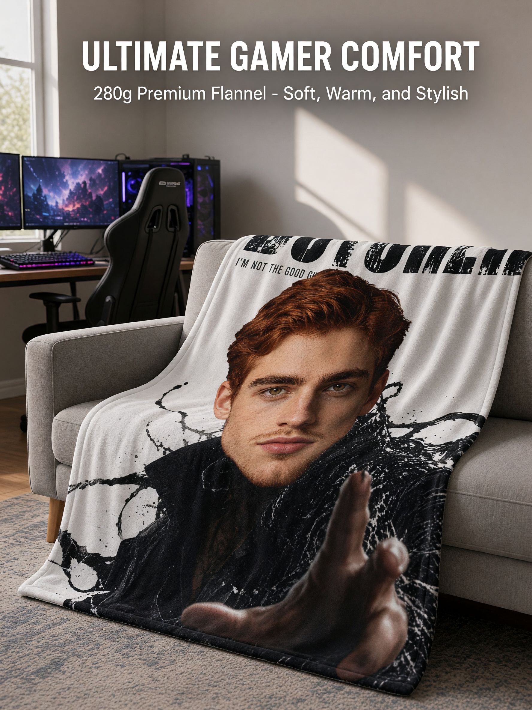 Custom Photo Face Blanket Personalized Flannel Throw Ultra Soft Hypoallergenic Bed Couch Cover Unique Keepsake Gift