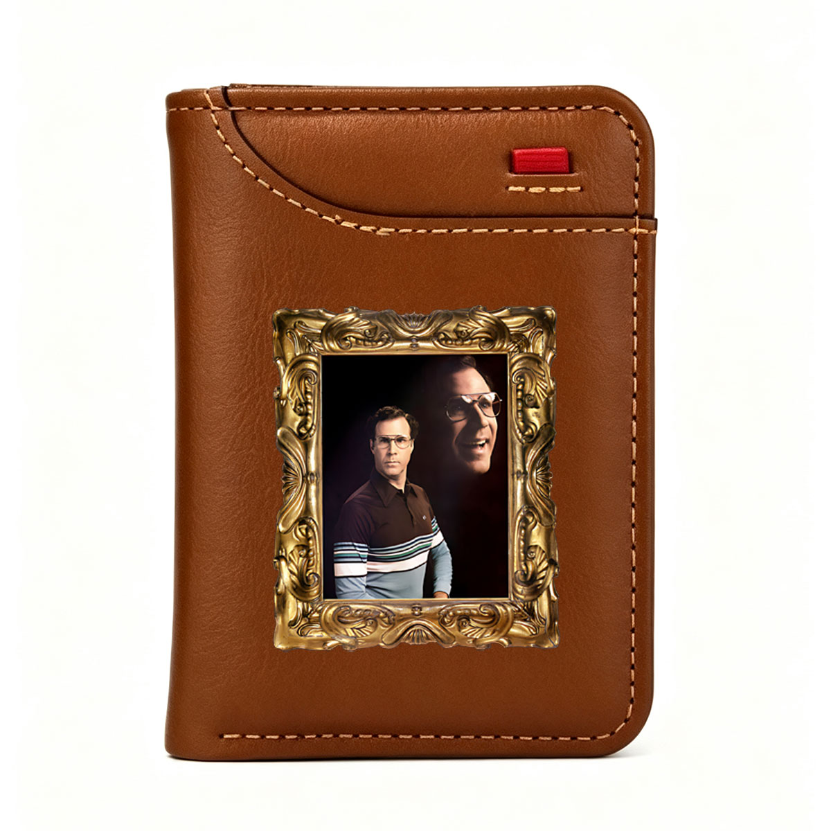 Steve Martin in a gold frame with a ghostly reflection - Vertical Style Wallet