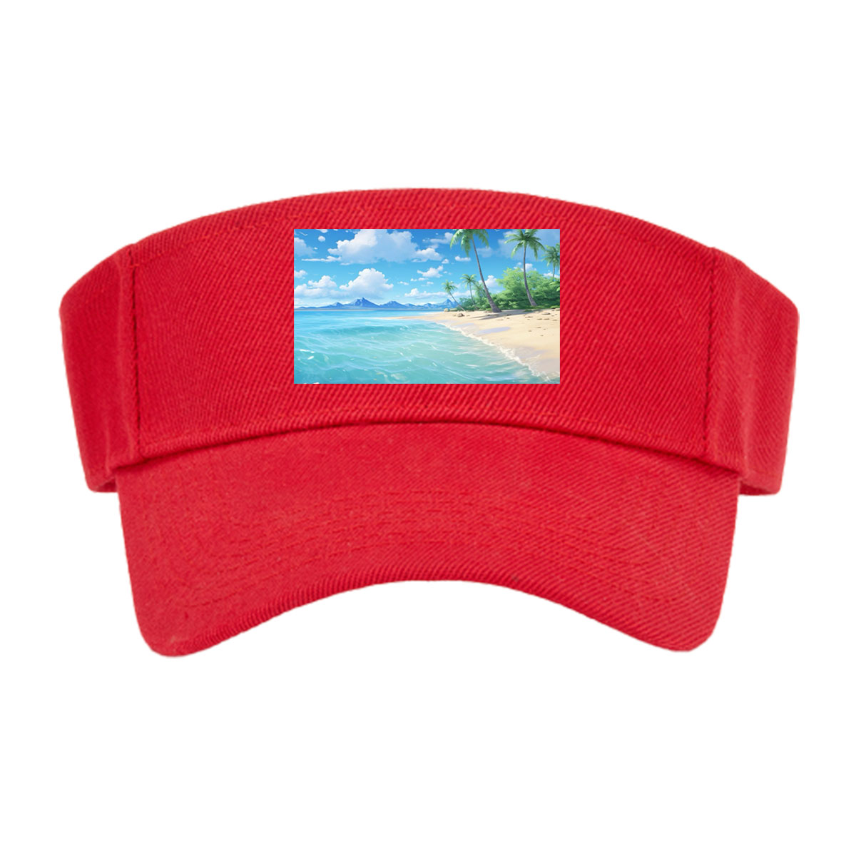 Tropical Beach with Palm Trees and Clear Blue Water -  Visor cap