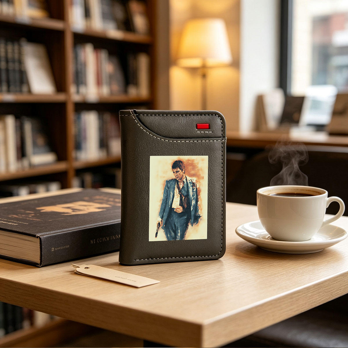 Scarface: Tony Montana in Blue Suit with Gun - Vertical Style Wallet