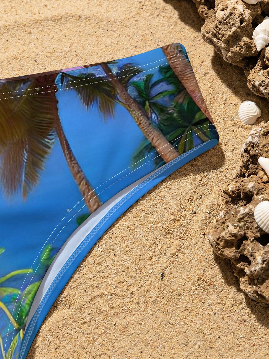 Tropical Beach with Palm Trees and Crystal Clear Water -  Men's swim trunks