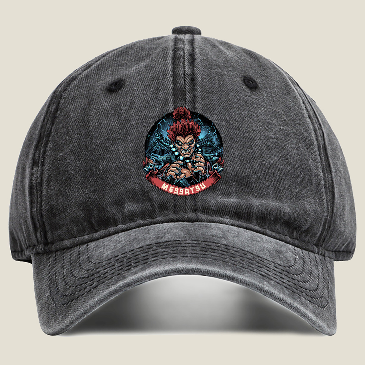 Messatsu: Red-Haired Warrior with Claws - Washed Denim - Baseball Cap