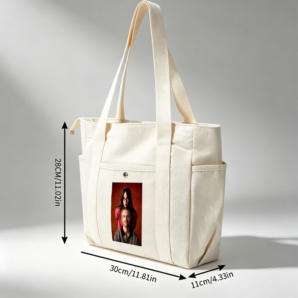 The Postal Service - Portrait of Ben Gibbard and Jenny Lewis Against a Warm Red Background - Multi-pocket bags