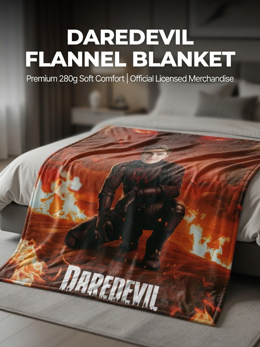 Custom Face Photo Flannel Blanket Personalized Superhero Flame Throw Blanket Soft Warm Keepsake Gift for Him and Her